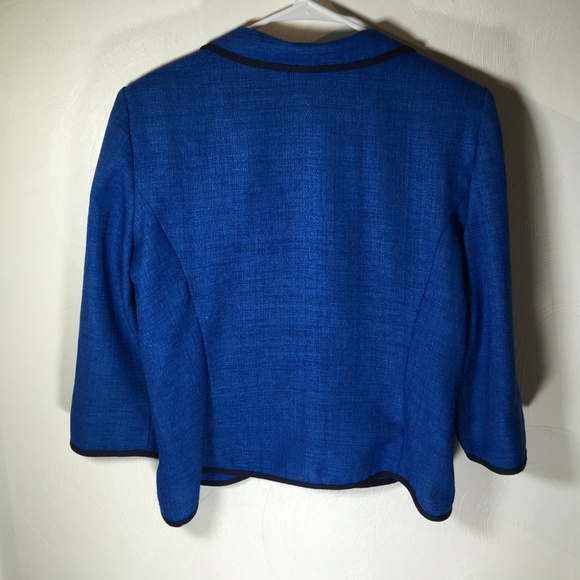 Retro Leslie Fay Size 16 Blue w/Black trim Jacket - Picture 2 of 3